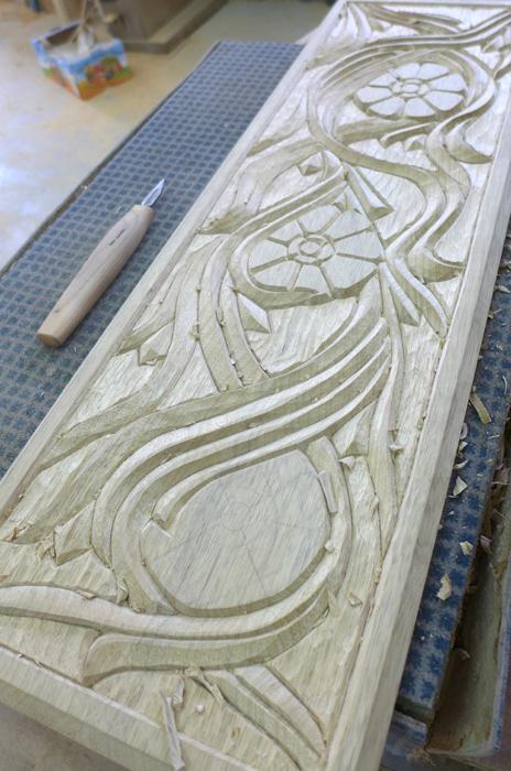 Shem Tov carving in progress